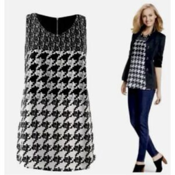 Cabi- Black And White Houndstooth Tank Top Size M